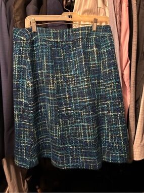 Chadwicks Blue Plaid A-Line Tweed Skirt